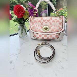 Coach Pink Signature Turnlock Shoulder Bag